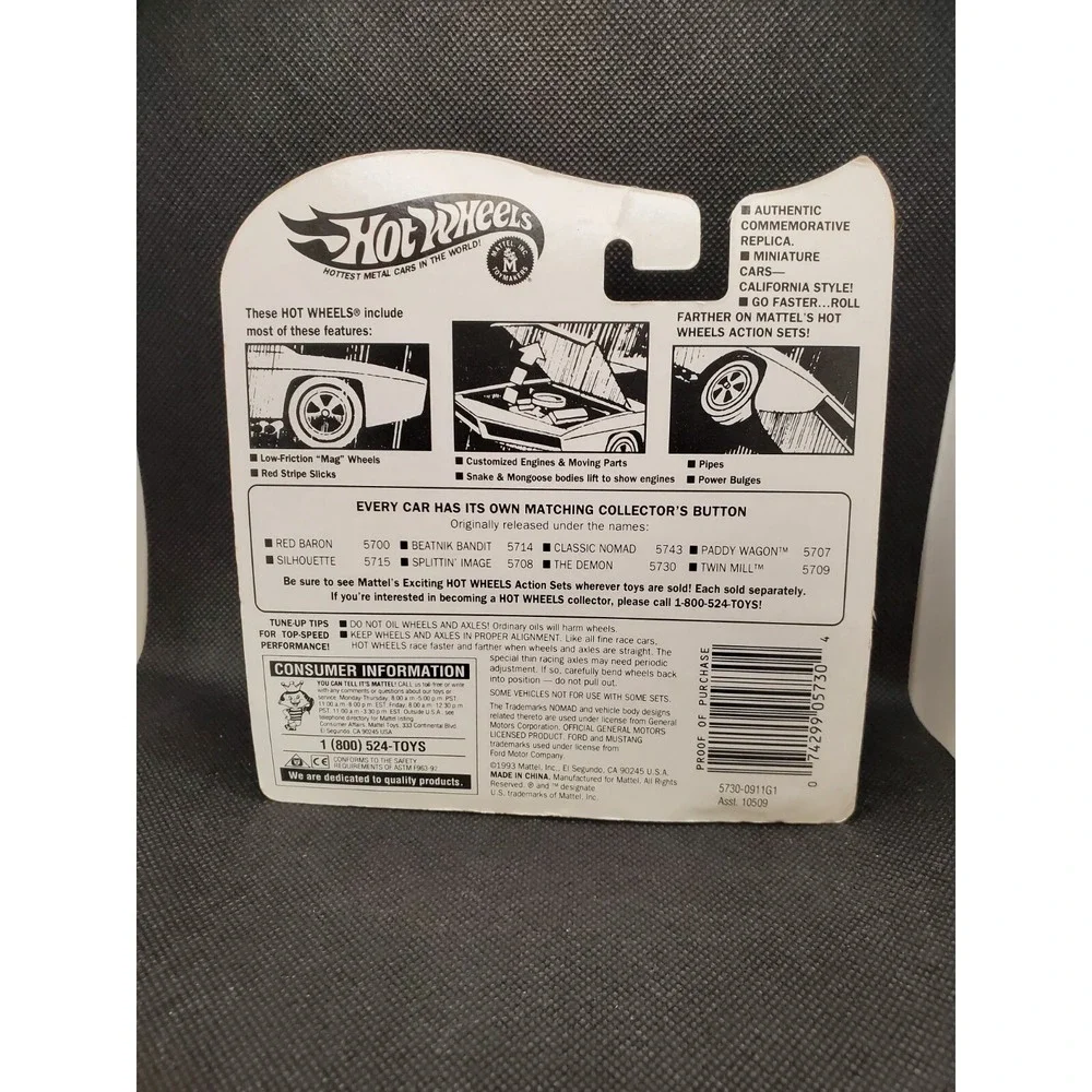 1993 Hot Wheels Vintage Collection With Button The Demon  #5730 NIB